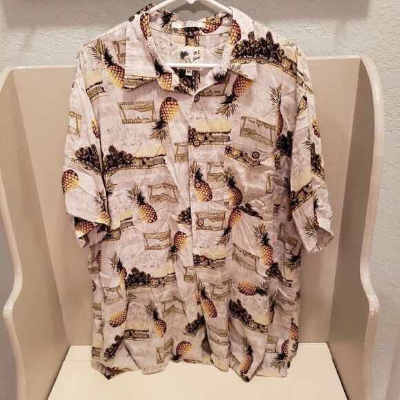 Hawaiian Aloha Pineapple Palm Tree Air Mail Shirt - Picture 2 of 8